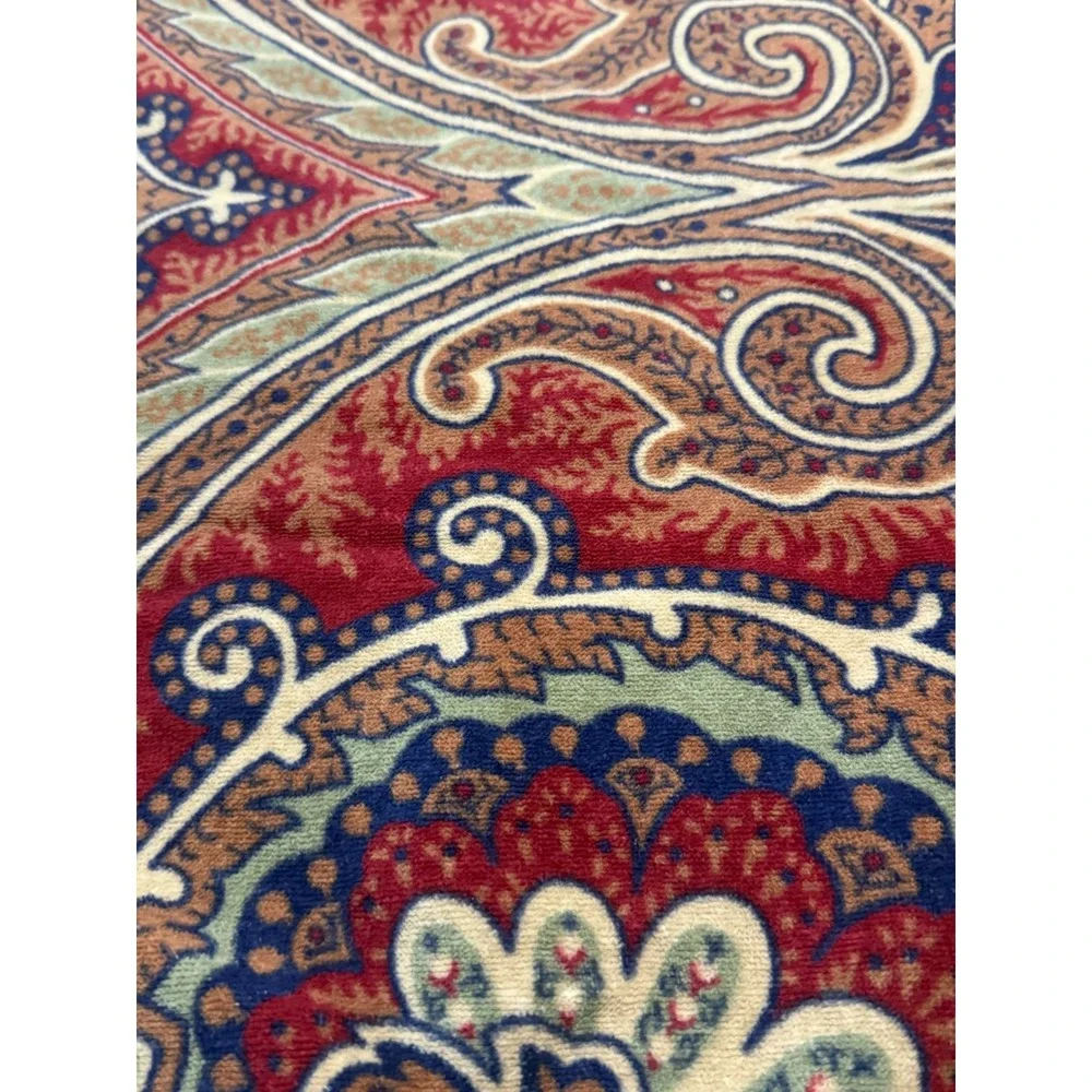 Vtg Ralph Lauren Home Red Blue Paisley Cotton Bath Towel Heritage Print Luxury